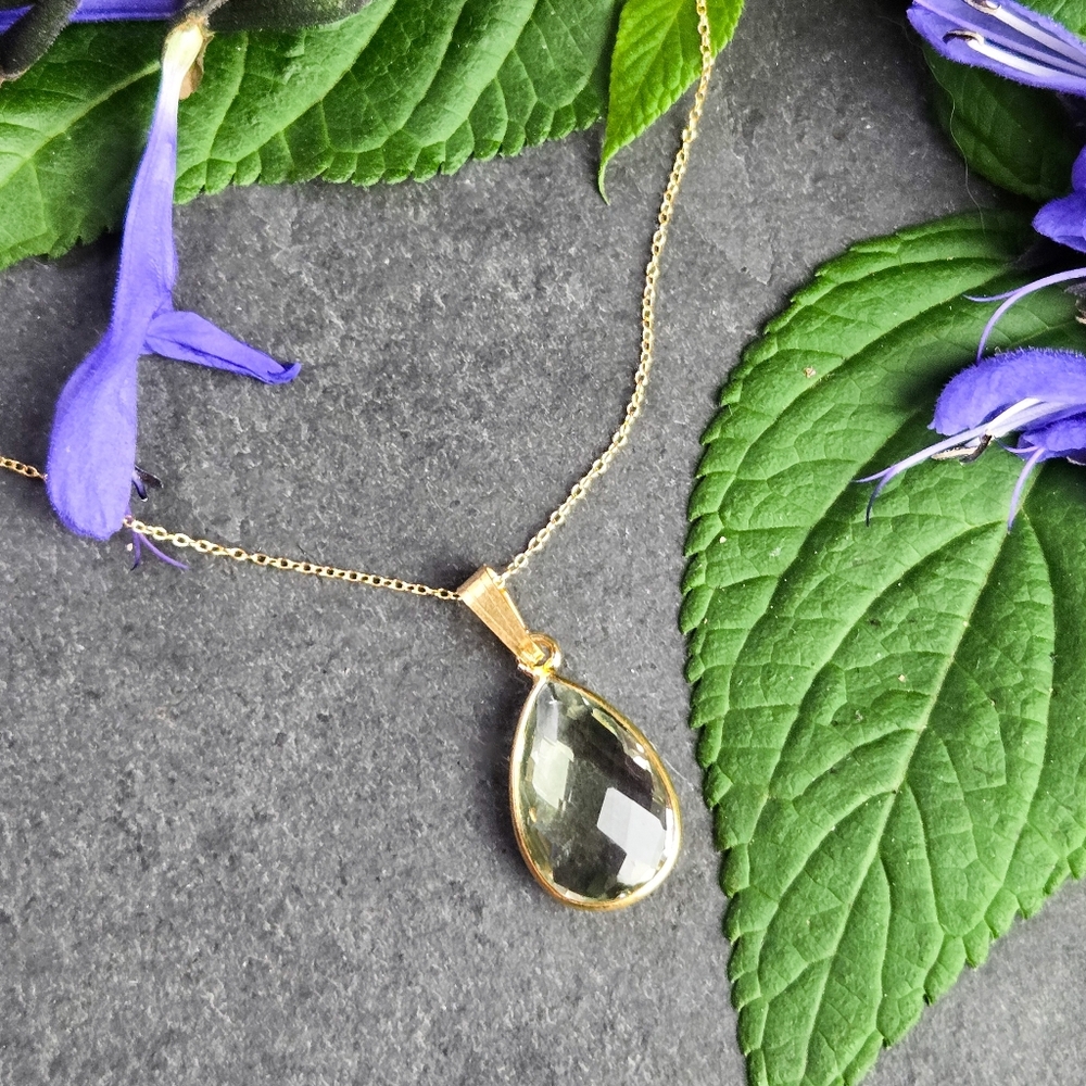 NEW Savvy Cie 6.25 Ct. Green Amethyst 18k Gold Over Sterling Silver Necklace
